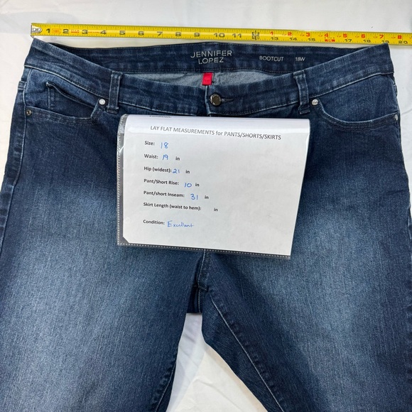 Jennifer Lopez Dark Indigo Bootcut Jeans, 18W, Midrise, Spandex, EUC - Picture 7 of 11